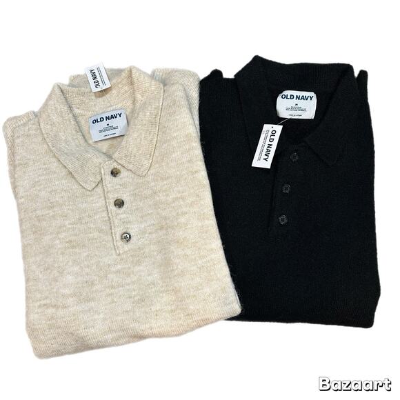 OLD NAVY Go Recycled Sweater Mens Size M Black Collared Pullover New With Tags - Picture 5 of 5